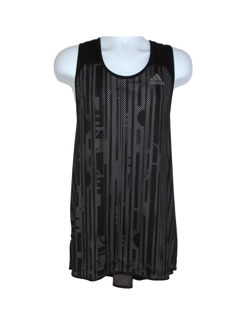 Adidas Mesh Tank Top Men’s 2XL Black Pattern Front White Solid Back Reversible